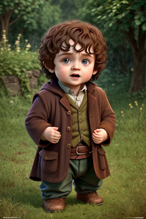 Cbzbb1.25, Portrait Of Cutest Frodo Baggins Baby Illustratio...