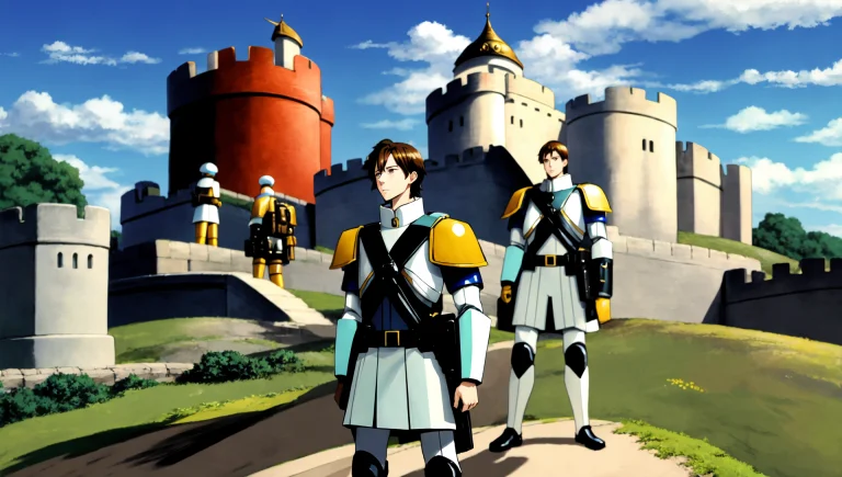 Low Angle Anime1, Group Of Spacewar0.2 Soldiers Standing In...