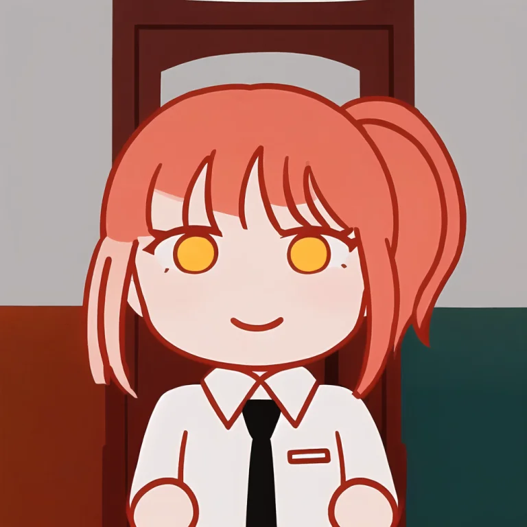 1girl, Chibi, White Shirt, Office Lady, Makima, Full Body, P...