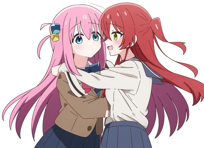 2girls, Kitaikuyo Hugging Bocchi, Aniscreen, In School Unifo...