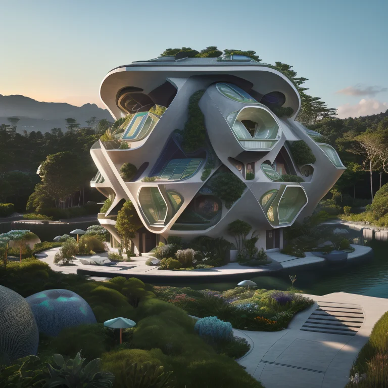 An Architectural Rending Of An Eco-community Neighborhood Of...