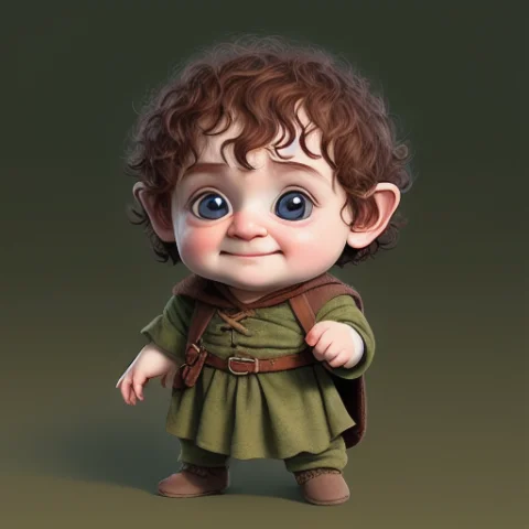 Portrait Of Cutest Frodo Baggins Baby Illustration, Artstati... — Stable Diffusion AI Prompt: portrait of cutest frodo baggins baby illustration, artstation, CGI_Animation