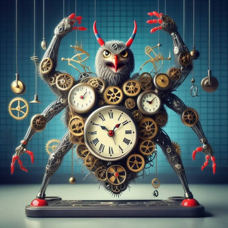 Vintage Alarm Clock With Gear Arms, Screaming, Bells Shaking...