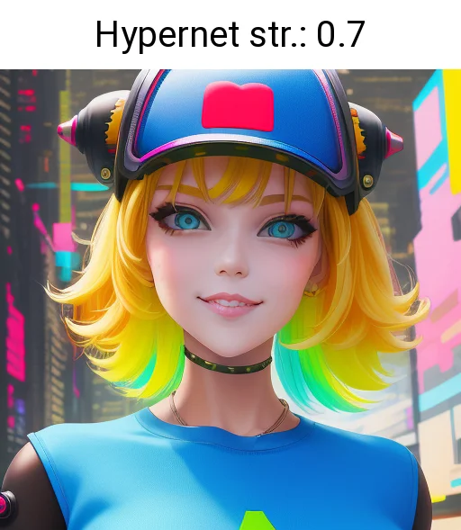 A Blonde Woman With Blue Cap And Blue Shirt, Cyberpunk, Mult...
