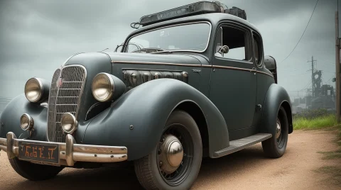 Close Up, A Car, In The Dieselpunk Style, Cinematographic, H... — Stable Diffusion AI Prompt: close up, a car, in the dieselpunk style, cinematographic, (((hdr))), crafted, e...