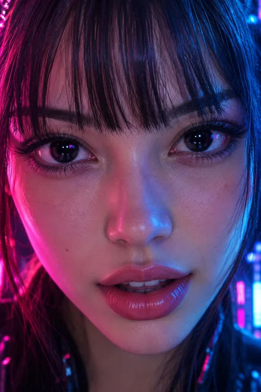 Close Up Of A Young Cute Woman. Dilated Pupils, Head Only, V...