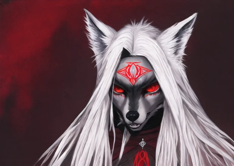 Furry Wolf Woman,, Medieval Painting, Oil Painting, Perfect...