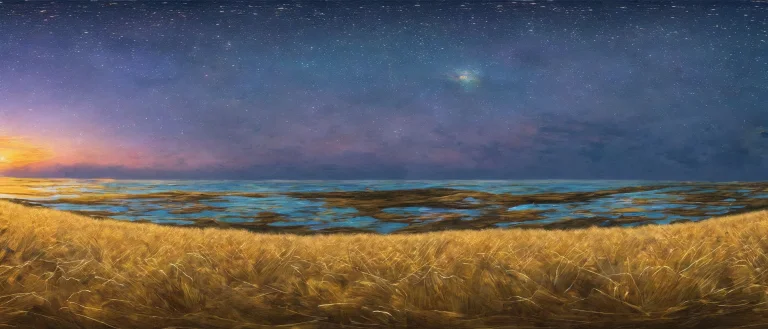 A Beautiful Painting Of A Starry Night, Shining Its Light Ac...