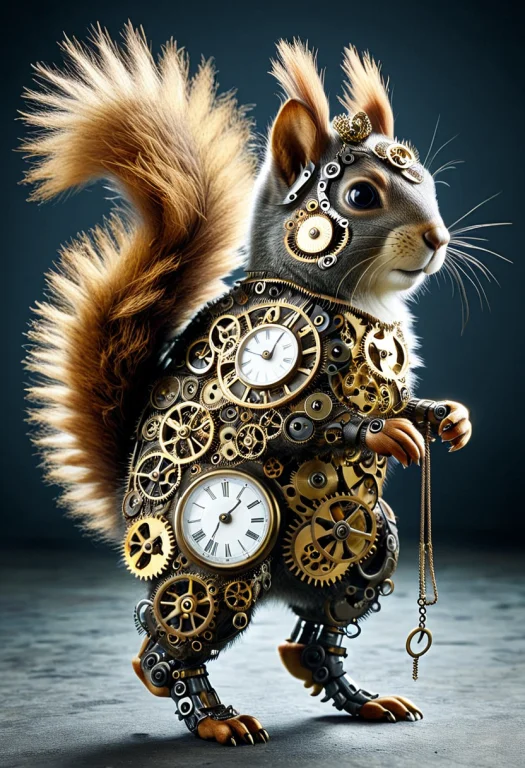 Clockstyle, Clockstyle, Photorealistic, A Chubby Park Squirr...