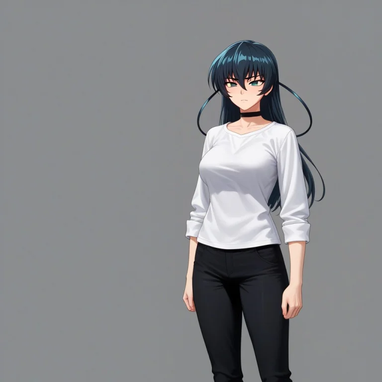 Igawa Asagi,black Hair,artistkagami,white Shirt, Black Pants...