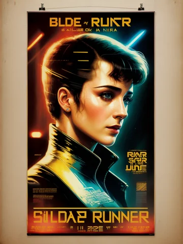 Blade Runner, Sean Young As Rachael, Vhs Effect, Poster1.6,p... — Stable Diffusion AI Prompt: Blade Runner, Sean Young as Rachael, vhs effect, (poster:1.6),poster on wall, no...