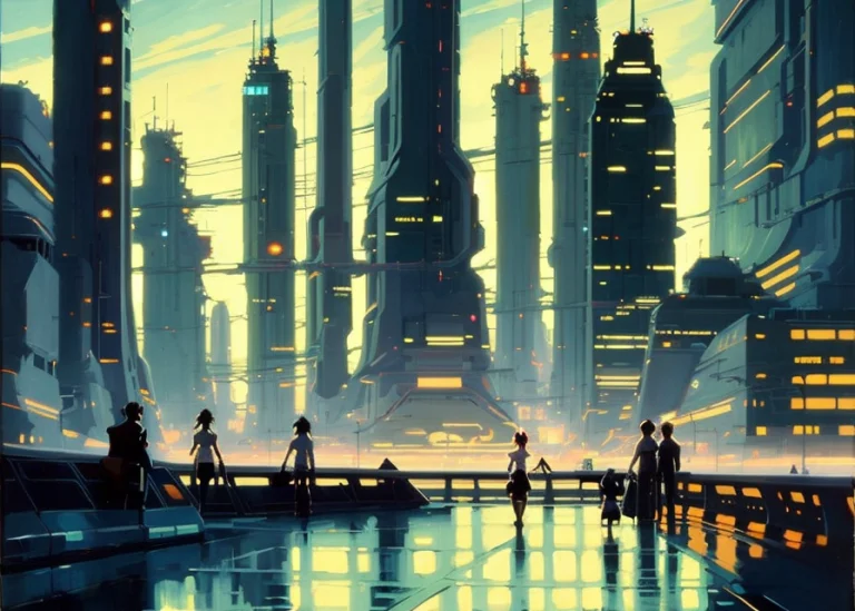 Star Farm City, A Far Future Sci-fi Decopunk Painting By Gre...