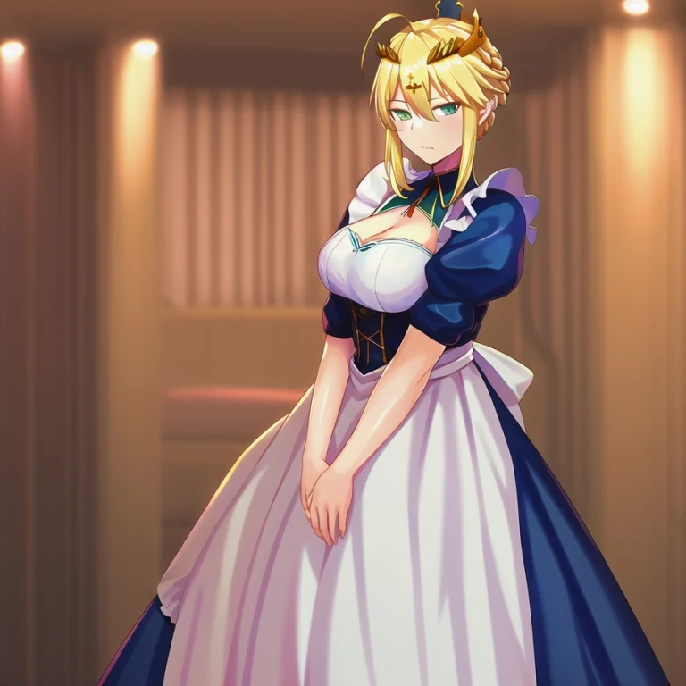 1girl, Blurry Background, Loraartolanc V41, Ahoge, Blondehai...
