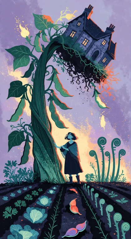 , A Single Colossal Bean Vine Erupts From A Patch Of Black G...