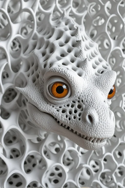 Close-up Portrait Of A Dino With Crazy Eyes. . . White Matte...