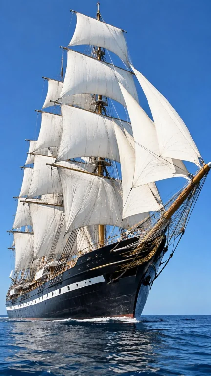 A Crisp, High-resolution Photo Of A Vintage Clipper Ship Nav...