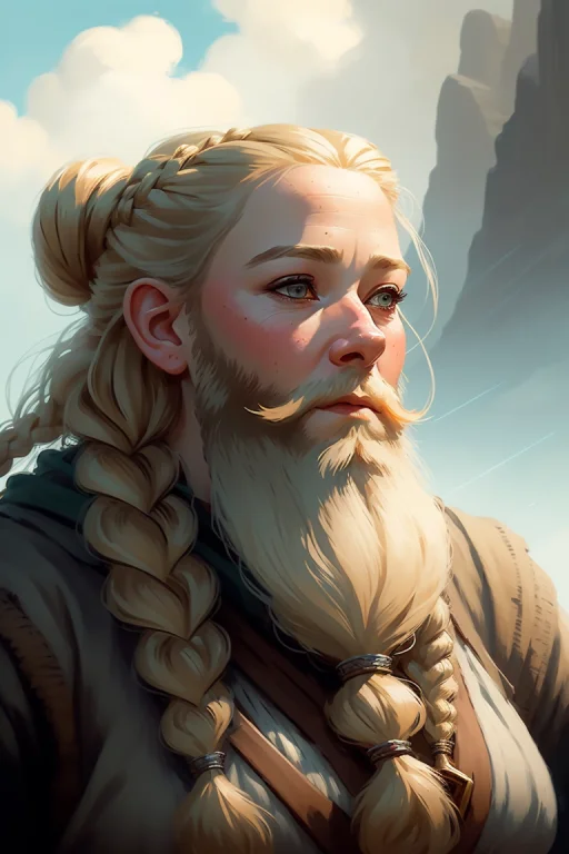 Ajaws, Headshot, Character Concept Art Of A Blonde Female Dw...