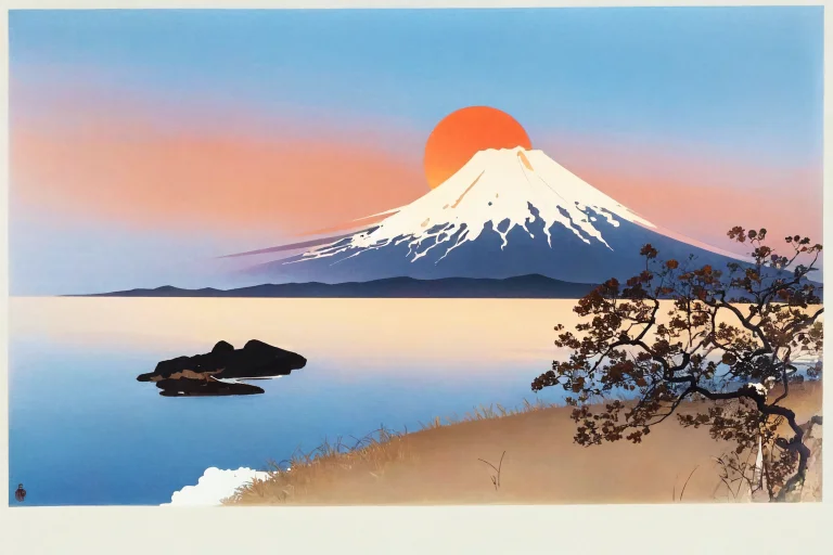 Loraohara Koson1, Ohara Koson, Mount Fuji, Clear Sky, Red Su...