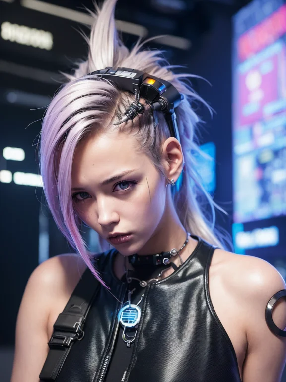 20yo Girl, Cyberpunk1.4, Photorealistic1.4, Best Quality1.0,...