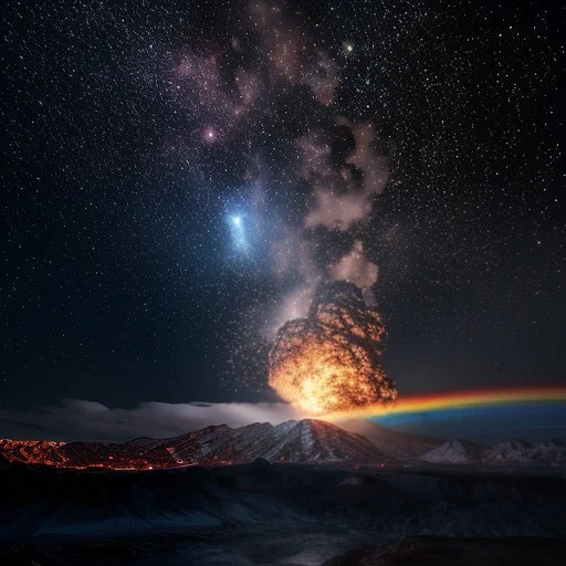 Breathtaking, Hdr, Photo Of Rainbow-colored Mountain Explodi...