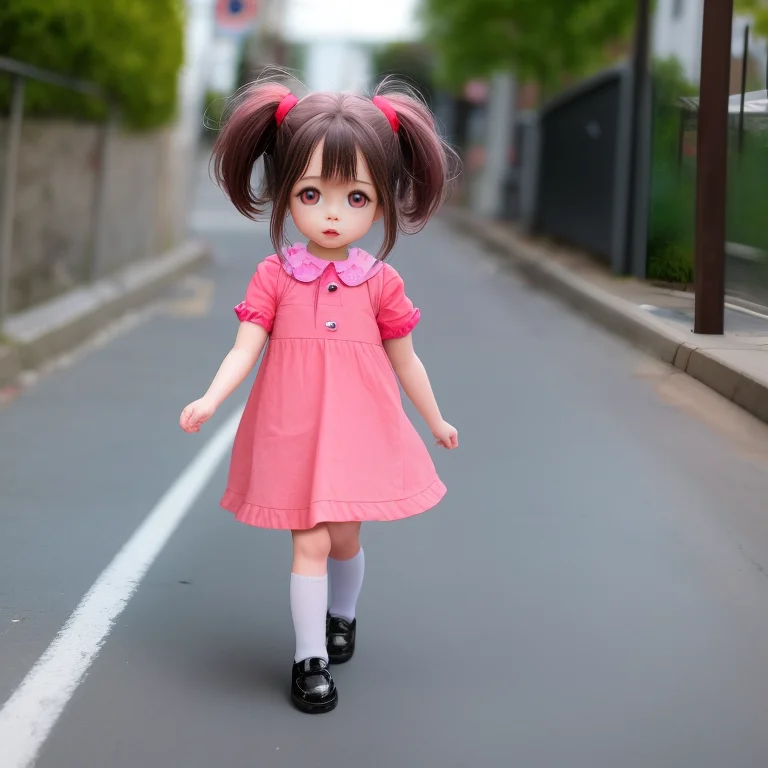 Cartoonishdoll, Cute Little 5 Years Old Girl Walking In The...