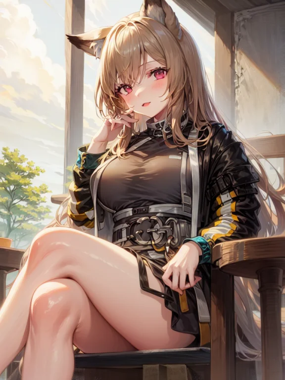 1girl,cowboy Shot,origen,sitting,chair,crossed Legs,