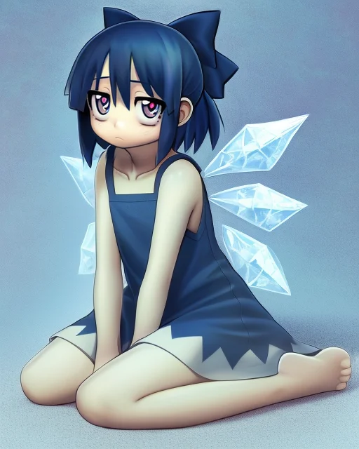 V1v404, 1girl, Cirno, Eyebags, Tired, Shaded Face, Smooth Sh...