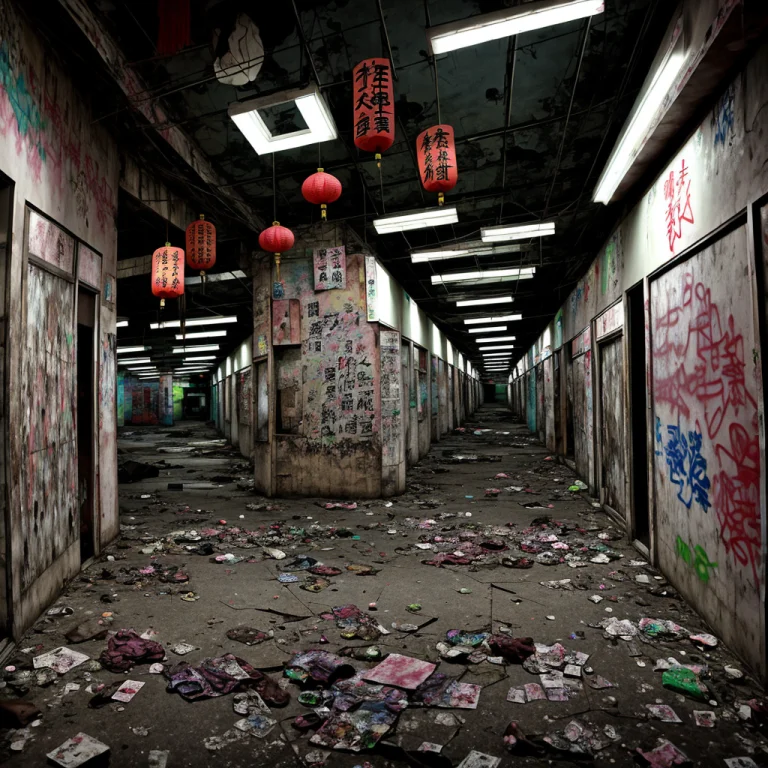 Abandoned Chinese Market, Liminal Space, Creepy People, Dark...