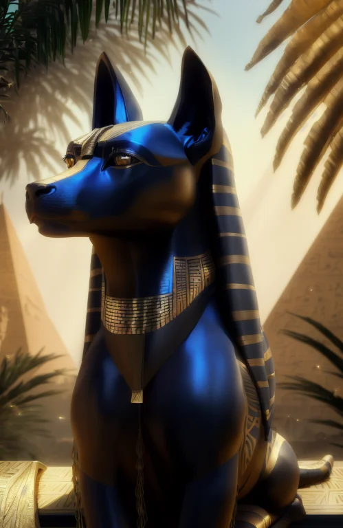 Award Winning Portrait Photo Of The God Anubis, Gold Jewelle...