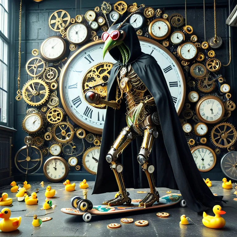 A Giant Praying Mantis In A Black Hooded Cape And Mirrored S...