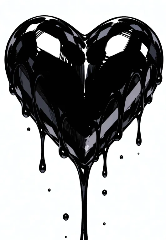 Floating Heart, Heart Dripping Black Ink, Abstract Backgroun...