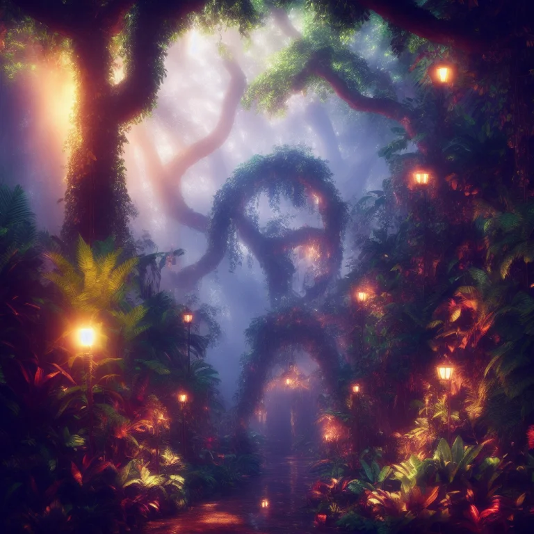Magical Jungle, Volumetric Lighting Octane Render, 4 K Resol...