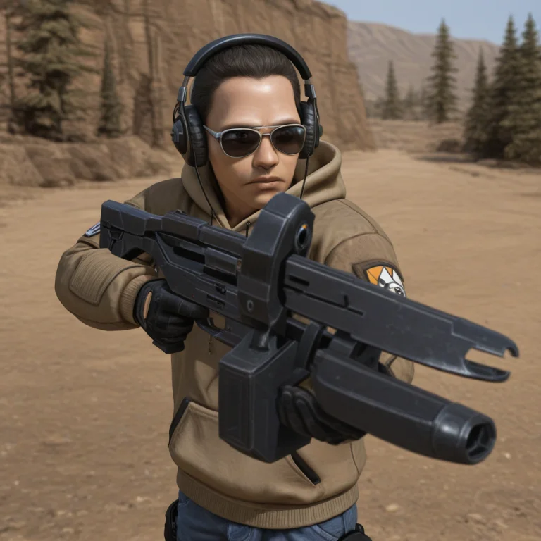 Hl2ar,assault Rifle, Human,hoodie,, Outdoor,sunglasses,headp...
