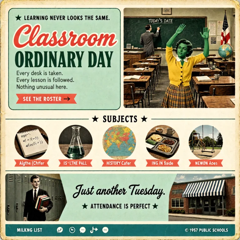 A Retro 1950s Mid-century School-supply Catalog Homepage, Fu...