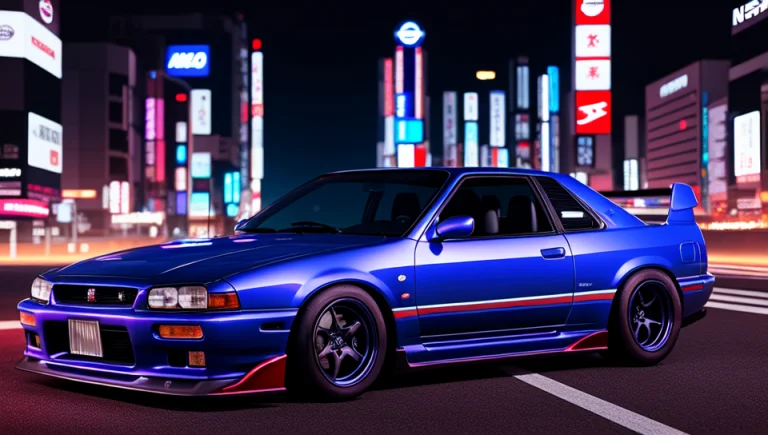 A Nissan Skyline R 3 2 Drifting In The Japanese Streets At N...