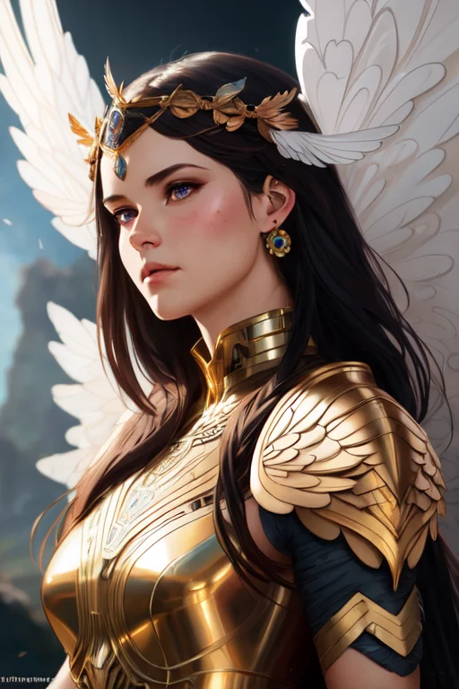A Masterpiece Portrait Of A Brunette Valkyrie, Extremely Det...