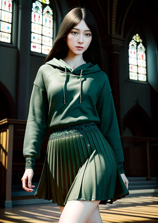 Hyper-realistic Digital Portrait Of A Young Woman With Mediu...