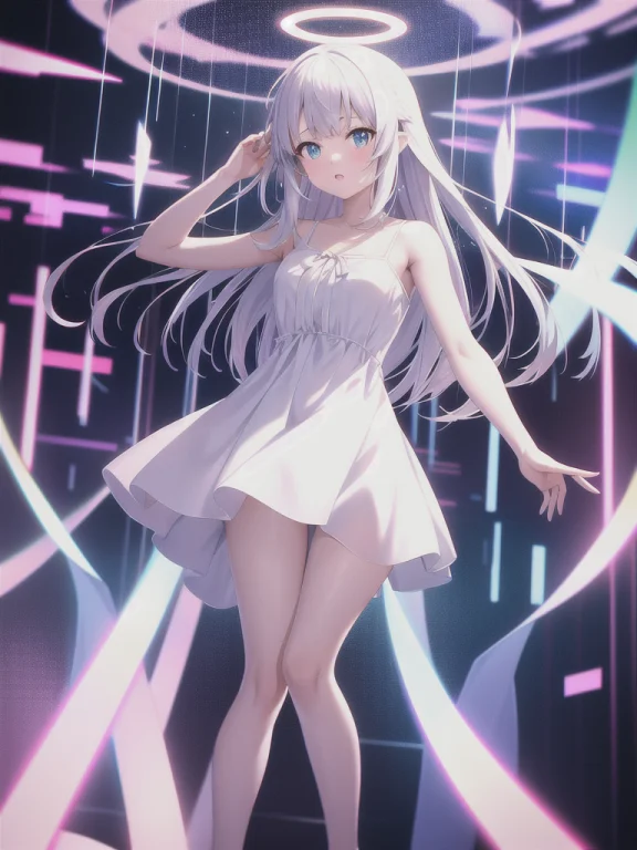 Anime Of Girl In White Dress Dancing, Halo Over Her Head, Gl...