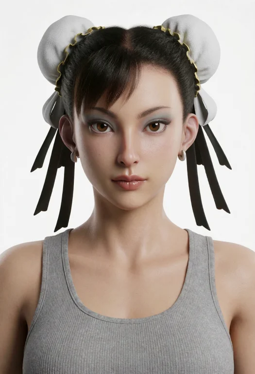 3d Realistic, White Background Upper Body Shot,