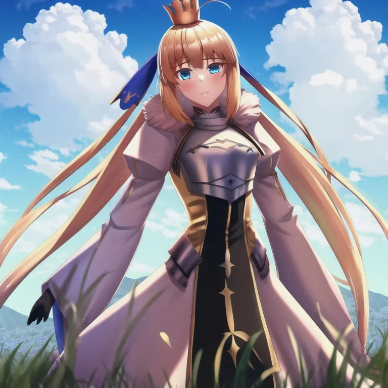 Loracastoriav40.88, 1girl, Solo, Ahoge, Blondehair, Blueribb...
