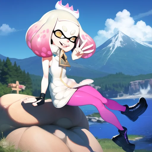 Splatoon, Pearl, Inkling, Cute, Sfw, Peace Hand Sign, Beauti...
