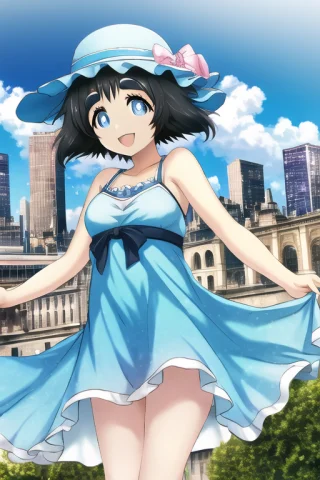 Best Quality, Masterpiece, Hukestyle, Shiinamayuri, Blue Dre... — Stable Diffusion AI Prompt: best quality, masterpiece, hukestyle, shiinamayuri, blue dress, blue eyes, hat,...