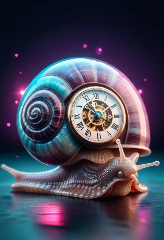 8k, Raw Digital Photo, A Small Snail With An Antique Clock A... — SDXL AI Prompt: 8k, Raw digital photo, a small snail with an antique clock as its shell, glowing...