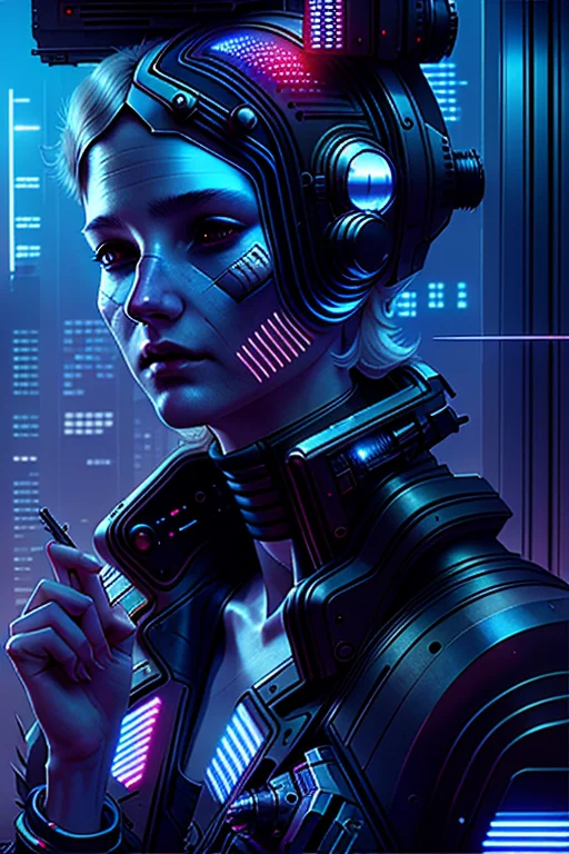 A Cyberpunk Woman At Night,art