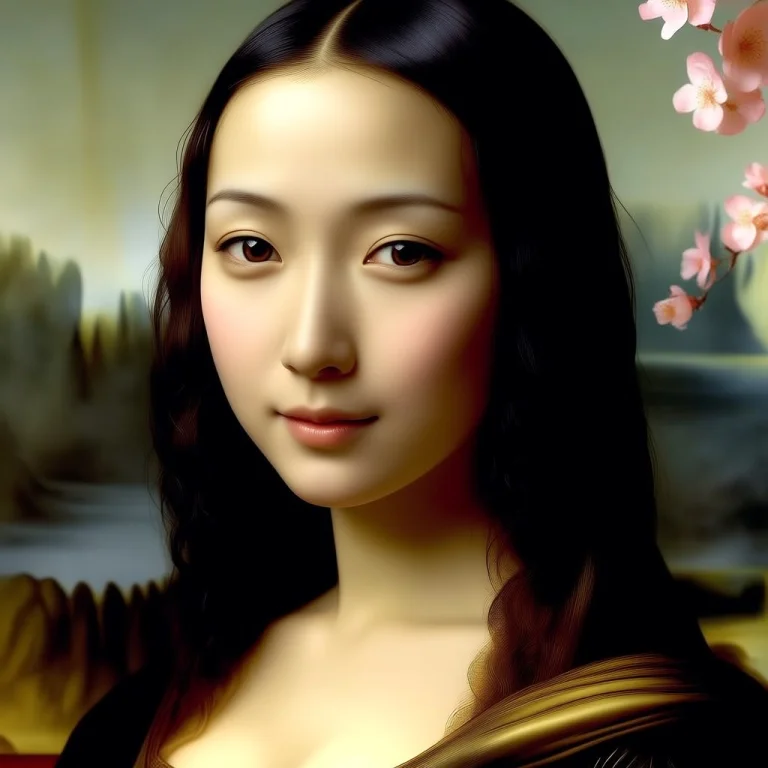 Close-up Portrait Of A Beautiful Japanese Mona Lisa, Young J...