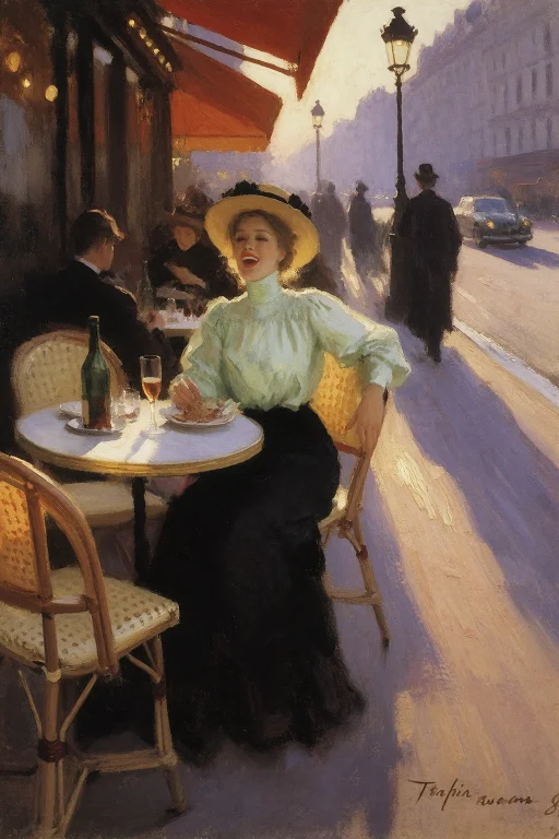 Korovin Style, Parisian Caf Terrace At Golden Hour, A 38-yea...
