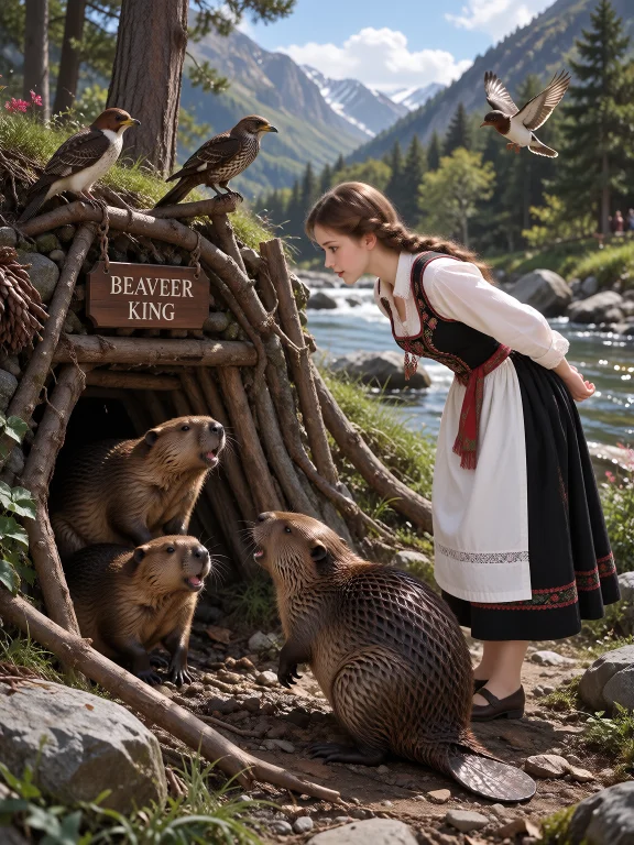 In The Alps During The 1930s, A Young Woman In A Traditional...
