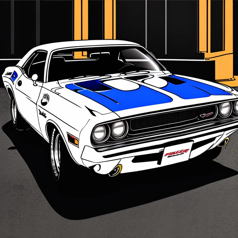 A 1970 Dodge Challenger Die-cut Sticker, 2d Cartoon, Anime K...