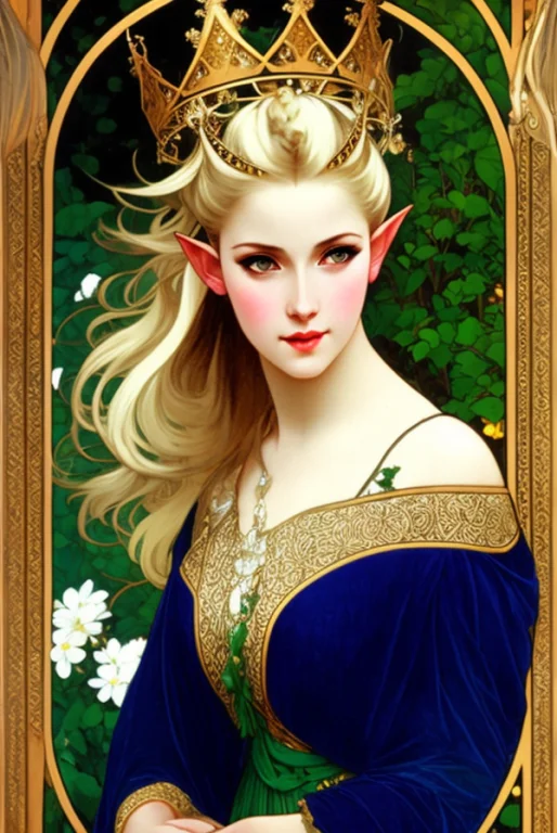 Elven Queen, Elf, Pointy Ears, Halfbody, Masterpiece, Blue E...