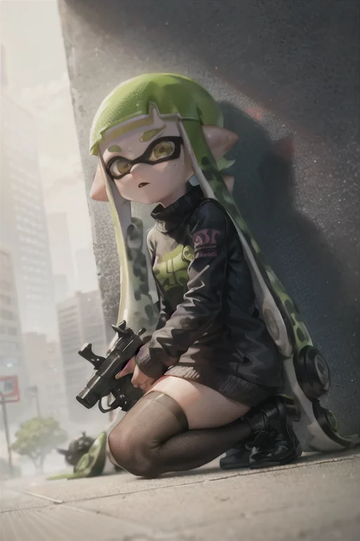Hires, Inkling, Splatoon, 1girl, Camouflage, War, Battlefiel...
